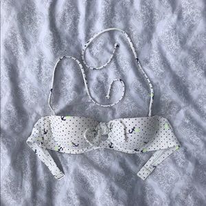 Aerie white & navy anchor pushup bikini top